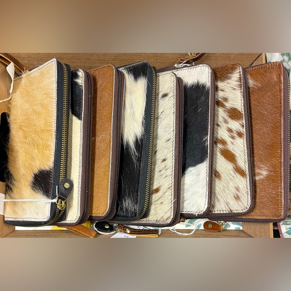 COW HIDE WALLET, VEGAN LEATHER HAIR ON HIDE